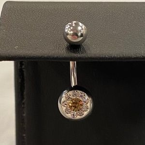 Champagne Jeweled Belly Button Ring